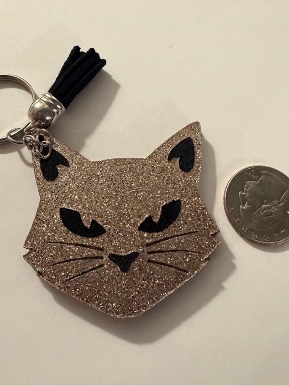 Nfc Glitter Cat Keychain Charm rose gold